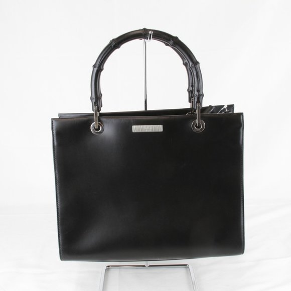 GUCCI Black Leather Bamboo Shoulder Bag - Picture 1 of 14
